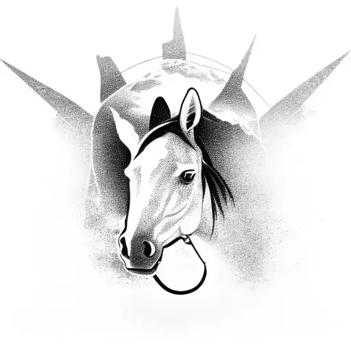 A Silhouette Of A Horse And Rider Against A Sunset Backdrop With The Words 'Ride Into The Wild'