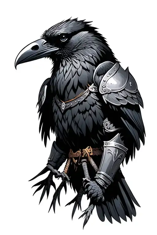 Crow Wearing Viking Body Armor