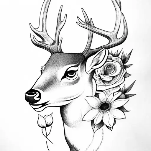 Deer And Flowers Underneath