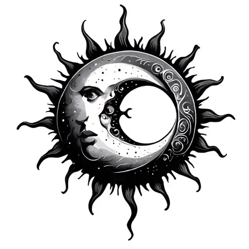 Sun And Moon Tattoo Design Inspired