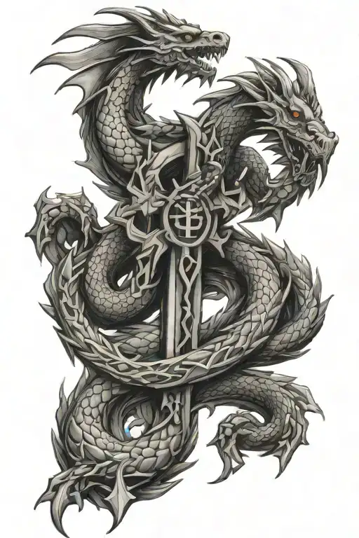 Dragon With Crosses Jesus Cross