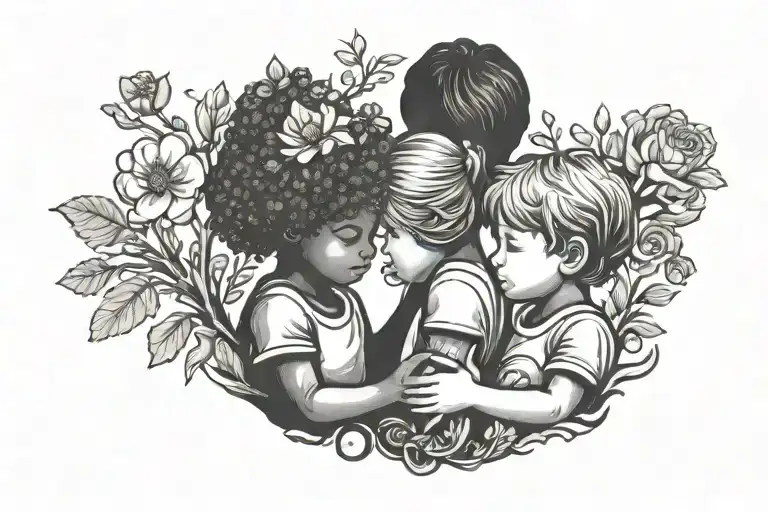 Children Silhouette Holding