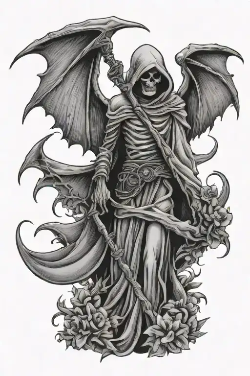 Grim Reaper Surrounded By A Paradise