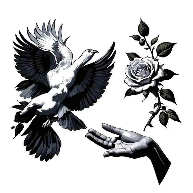 The Creation Of Adam With Dove And Rose