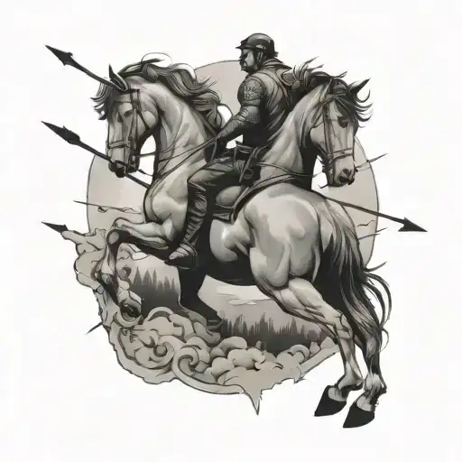 A Bigger Horse Hit By An Arrow In The Sky