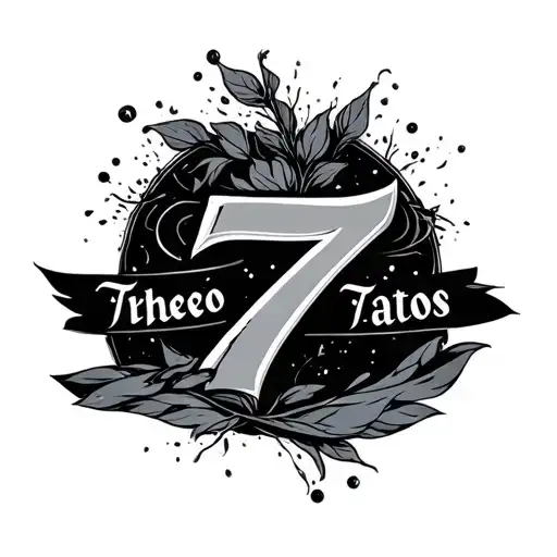 Three 7 With Writings Fine Line