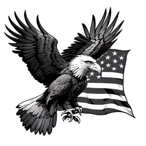 Eagle Design Clawing Out Of Us Flag Primarily Black