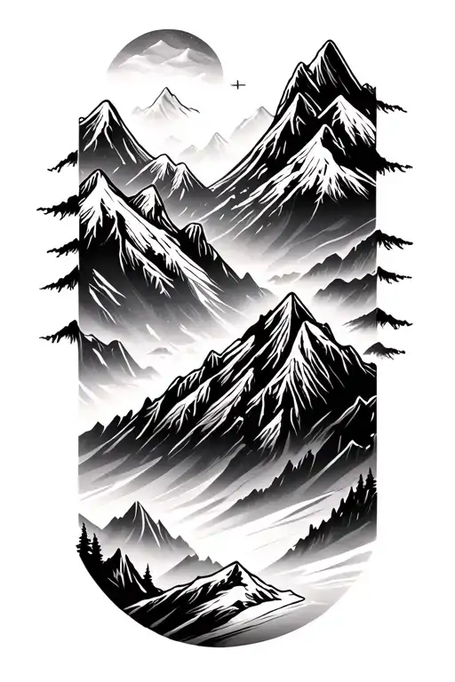 Cardinal Directions Overlaying Mountains