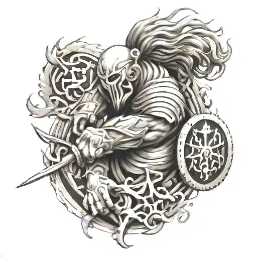 Courageous Warrior Fighting Against Multiple Sclerosis Symbol