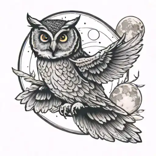Owl Flying Moon Phases