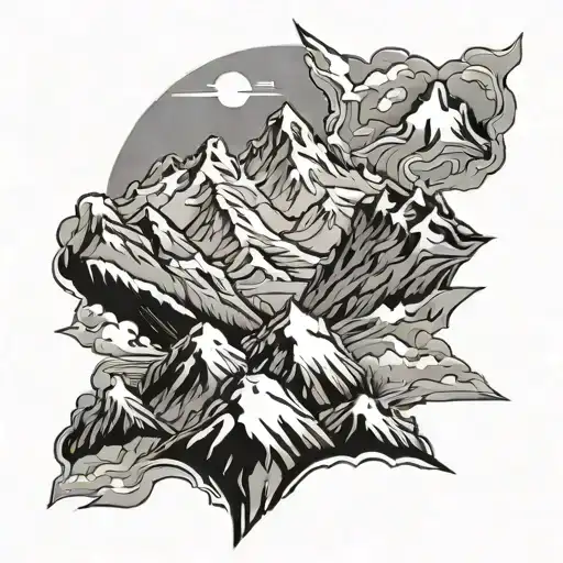 Mountain Range With Snow Covered Mountains