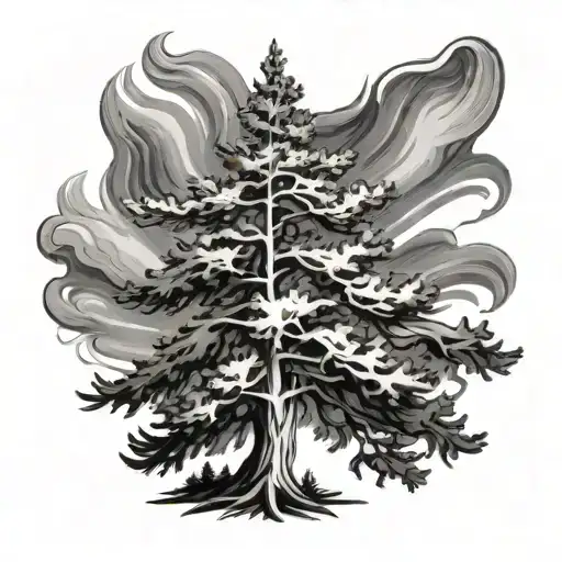 Spruce Tree Slightly Blowing In The Wind