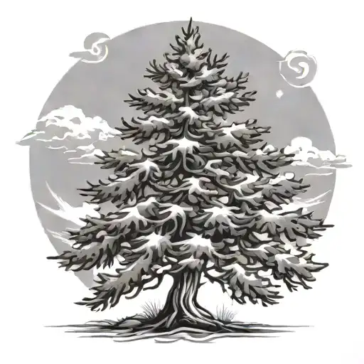 Spruce Tree Slightly Blowing In The Wind