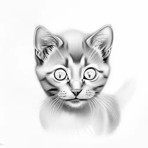 Baby Black Cat With Green's Eyes Sitting