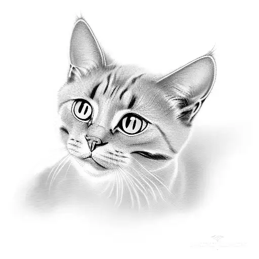 Sitting Baby Black Cat With Green's Eyes