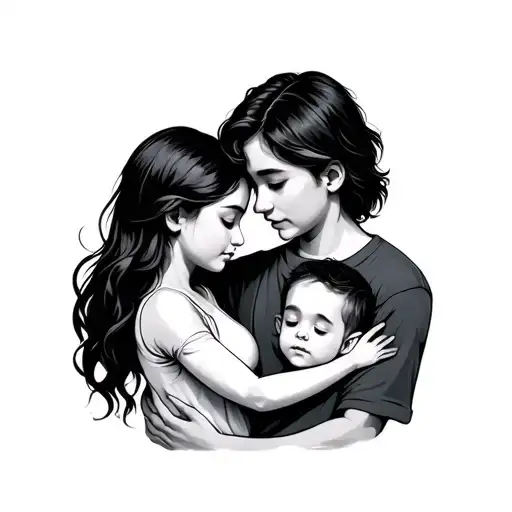 Mother And Son Minimal Tattoo For Women 2 Child 1 Mother Cute Children 2 Male Holding Mother