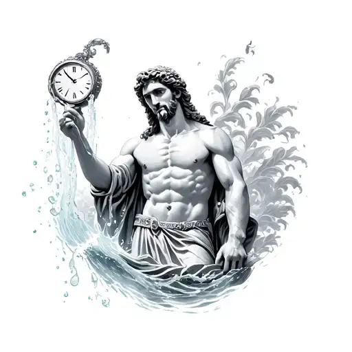 Greek God Holding Water Darken Everything Add More With Numeral Clock