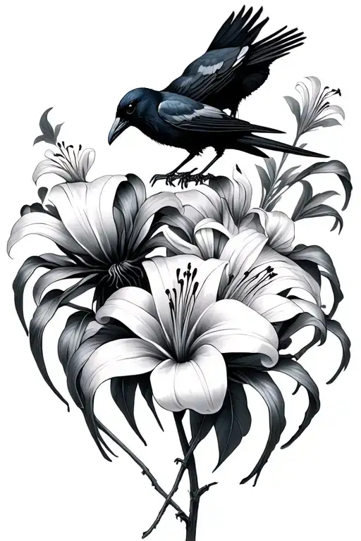 Spider Lilly Flower With Crows All Different Sizes