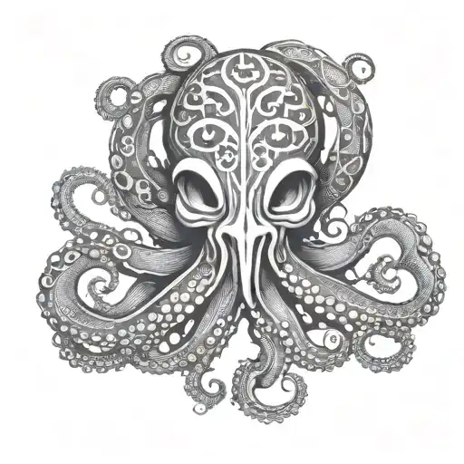 A Tattoo Design Of An Octopus Inspired By Greek Mythology And Viking Runes