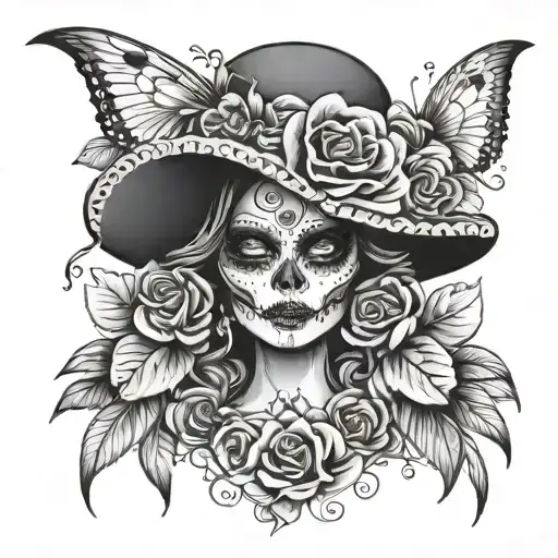 Catrina Half Paint Black And White