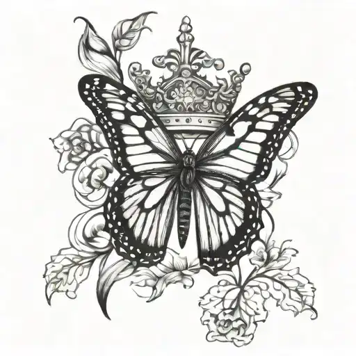 Monarch Butterfly And A Crown