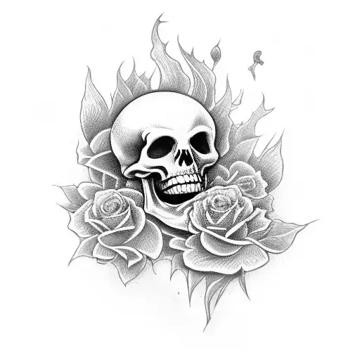 Flowers And Skeletons And Fire