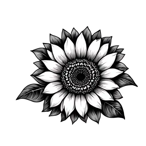 Black And Grey Madala With Sunflower Blooming