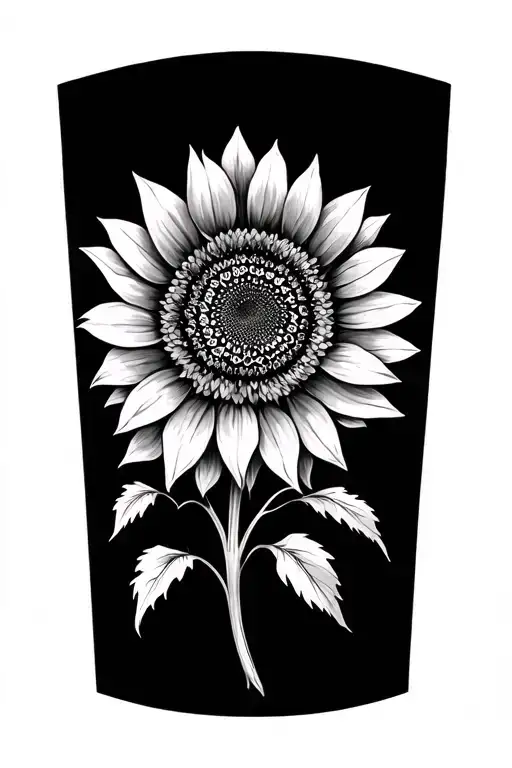 Black And Grey Madala With Sunflower Blooming