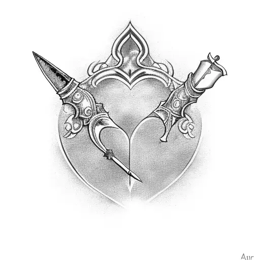 A Dagger Piercing Three Hearts