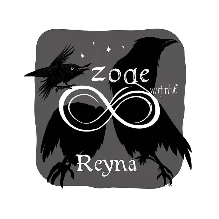 Simple Design But With The Infinity Symbol With The Word Zoe With A Crow Of Reyna For Me Daughter
