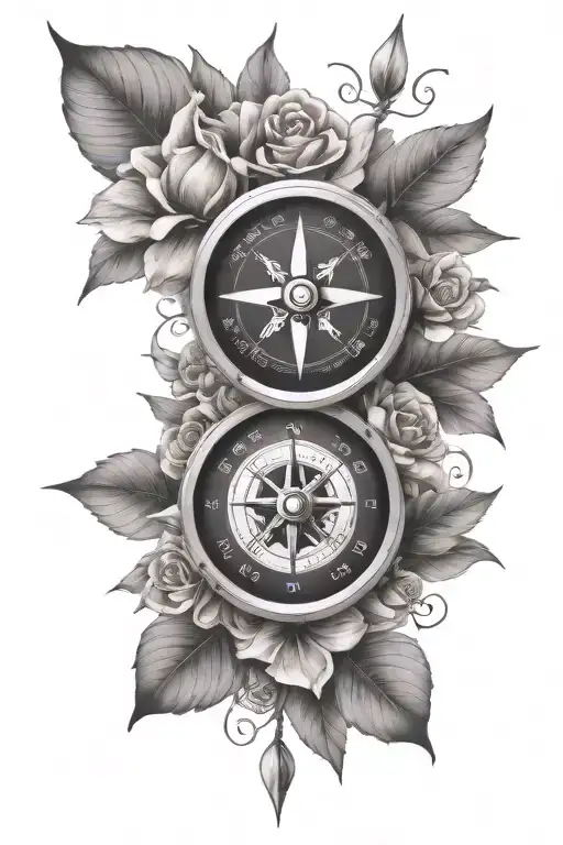 Compass And Flowers