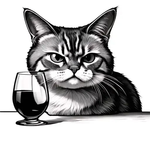 Grumpy Cute Cat Lookin Through Wine Glass