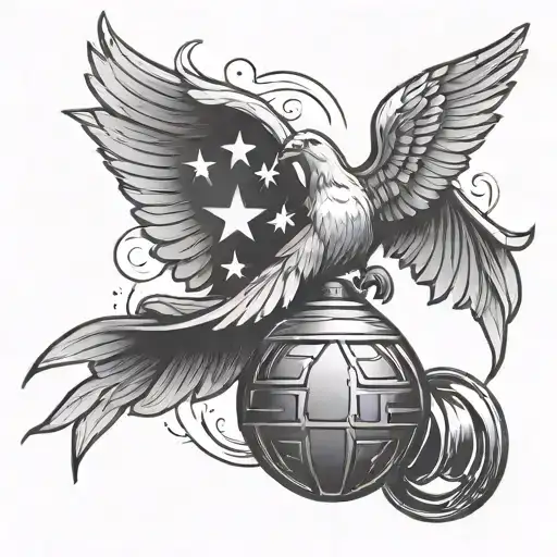 Handgrenade With A Flag And Dove