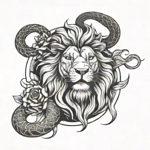 Lion Rose Snake Clouds