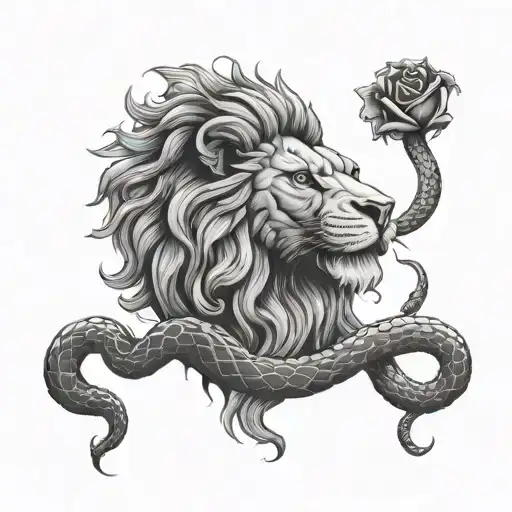 Lion Rose Snake Clouds