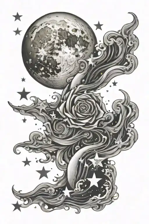 Moon And Stars Shining