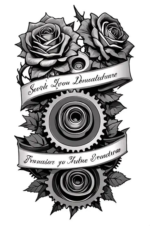 Gears That Fit Together With Roses And Thorns With 4 Names Coming Off