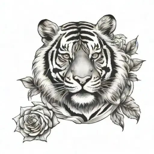 Tiger And Clock And Rose Wrapped