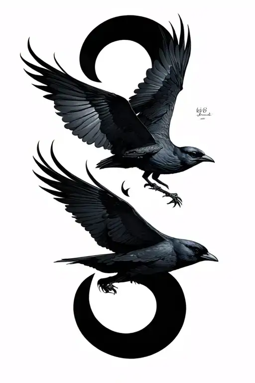 Enso And Crow Flying