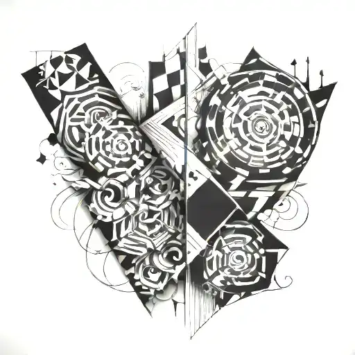 Geometric And Trash Polka Sleeve Black And White Only