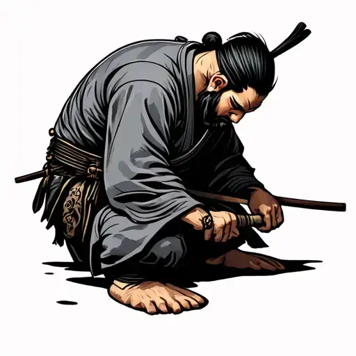Samurai Kneeling Flat Head
