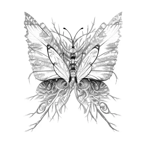 An Intricate Tree With Butterfly Wings As Leaves