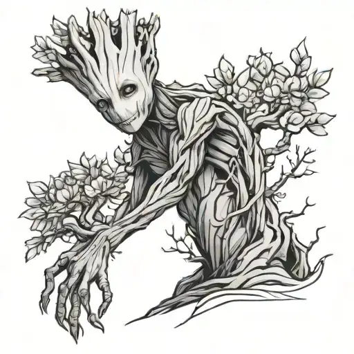 Groot Holding The Ygg Drasil Tree