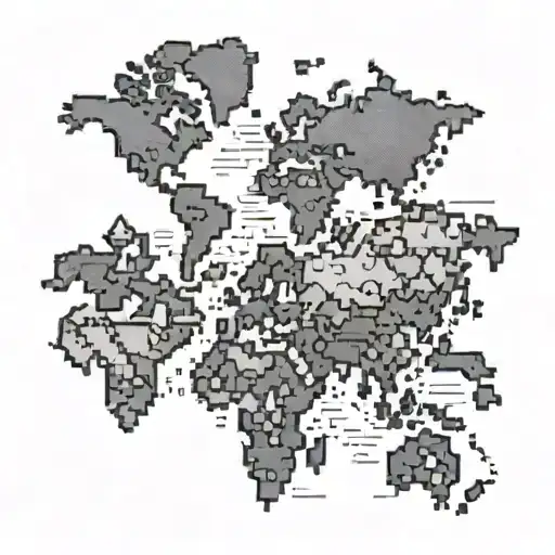 A Pixelated Video Game Character Traveling Through Different Countries On A World Map