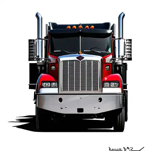 Black And Red Kenworth With Dump Trailer