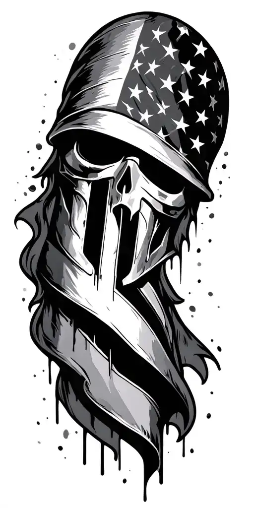 American Flag Tattered Crusader Looking