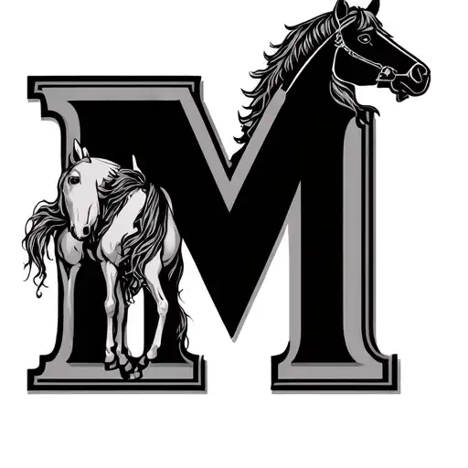 Tattoo Astrological Sign Of The Gemini With A Horse And The Letter M