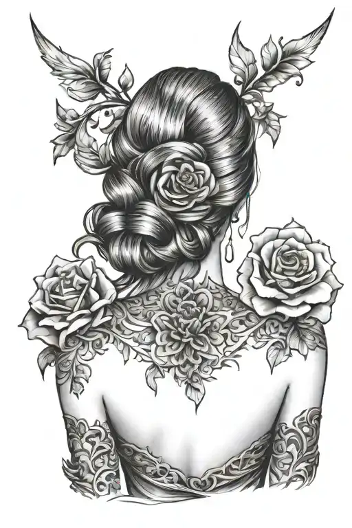 On The Female Back Of Hair