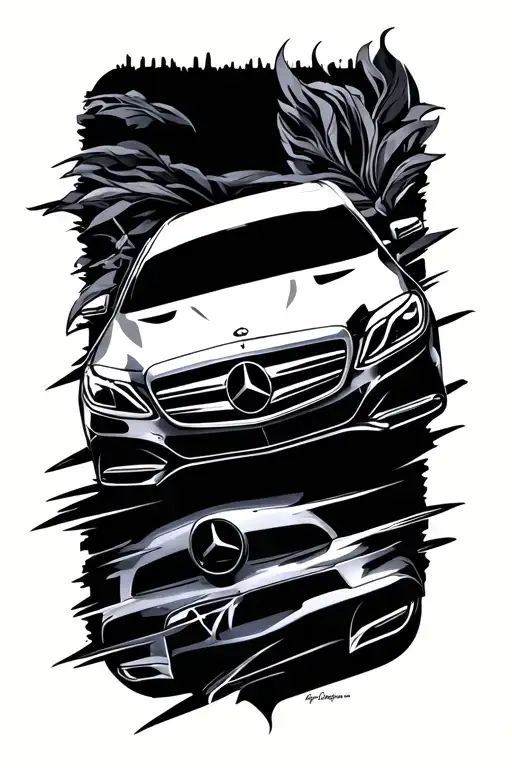Mercedes Benz Inspired Tattoo Featuring An M