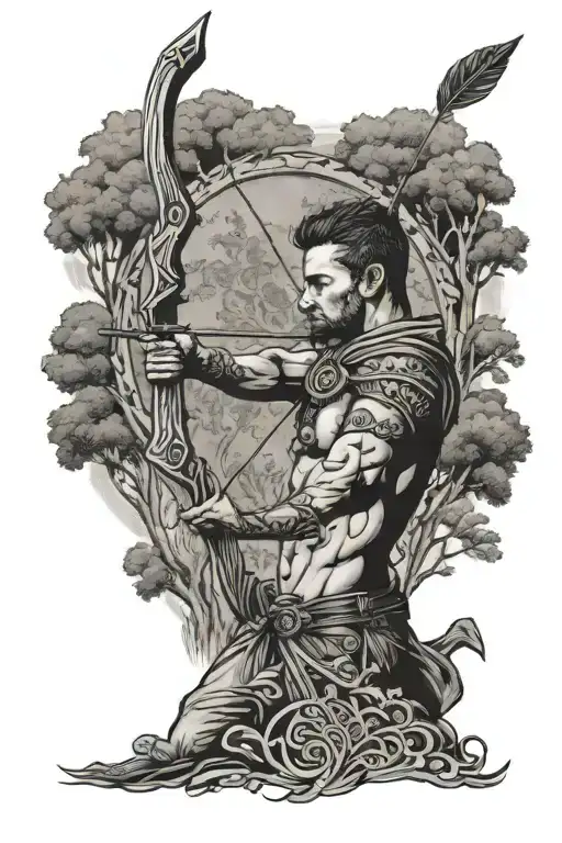Arash The Archer Shooting An Arrow And Life Tree